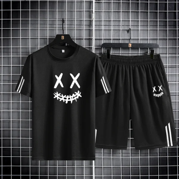 Conjunto esportivo estampado rosto sorridente - Imagem 2