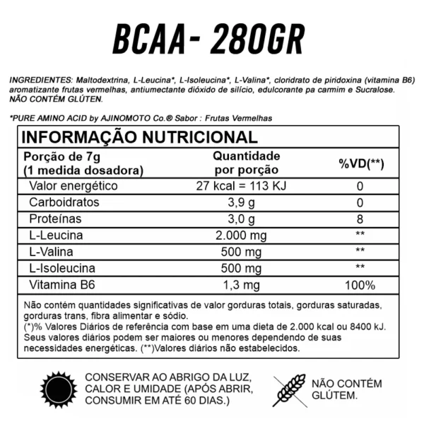 BCAA Em Pó 280g Aminoácido 4-1-1 100% Puro - Imagem 3