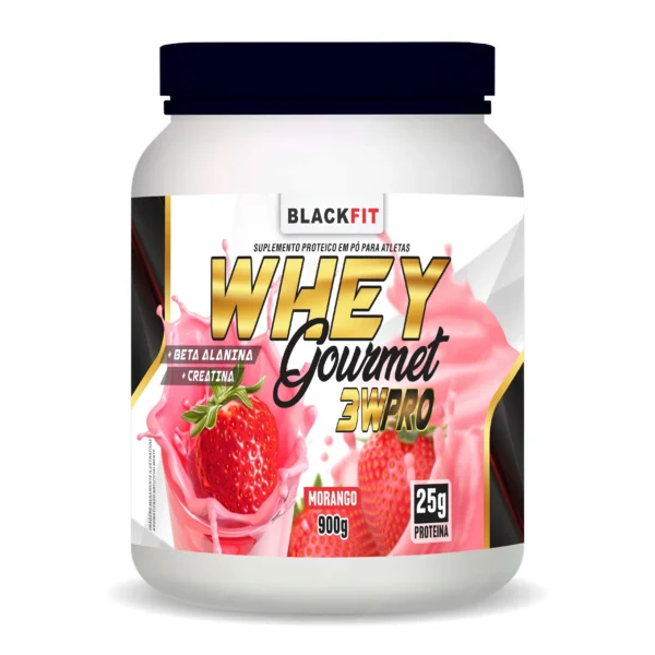 WHEY Gourmet 3w Pro Sabor Morango Beta Alanina Creatina BCAA