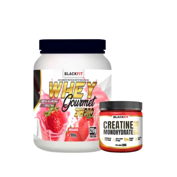 WHEY Gourmet 3w Sabor Morango Com Beta alanina Ganhe, Brinde 1 Creatina - Imagem 2
