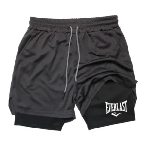 Shorts Performance 2 em 1: Camada de Compressão, Secagem Rápida e Suporte para Toalha