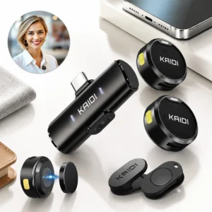 Microfone Lapela Sem Fio Profissional 2 Unidades Magnético Conector USB C E Lightning
