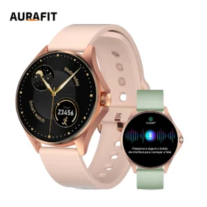 Relógio Feminino AURAFIT ELLA 1, AMOLED 1,32" , 150+ Modos Esportivos, ​​Monitor Ciclo Menstrual​​, Saúde, Android/iOS