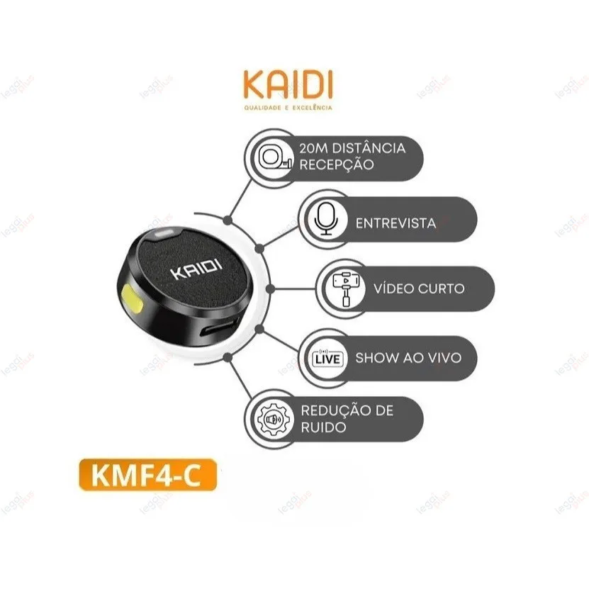 Microfone Lapela Sem Fio Profissional 2 Unidades Magnético Conector USB C E Lightning - Imagem 2