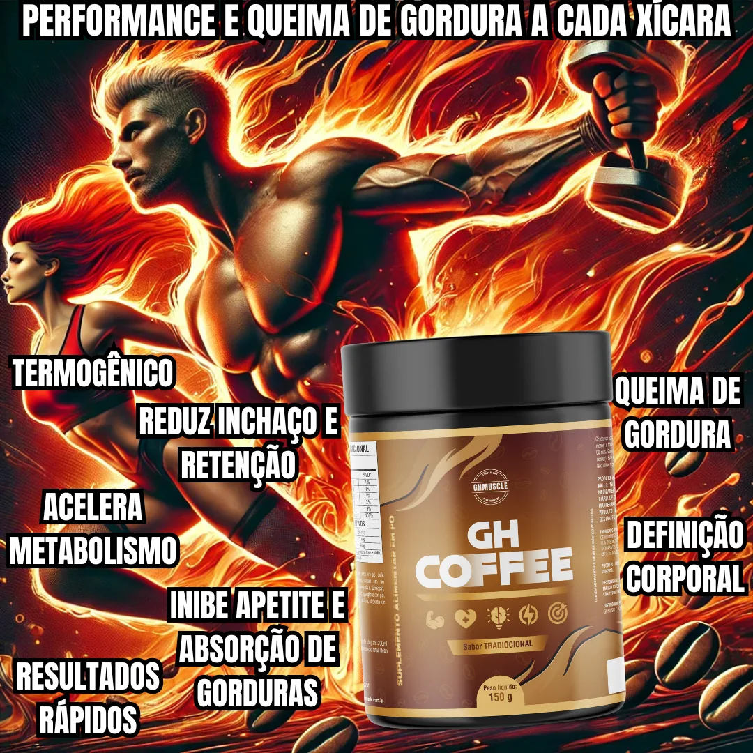 GH COFFE - café termogênico aliado poderoso na sua jornada fitness. aumenta a termogênese do corpo gera calor queimando calorias, aumentando sua disposição e foco durante os treinos - Imagem 2