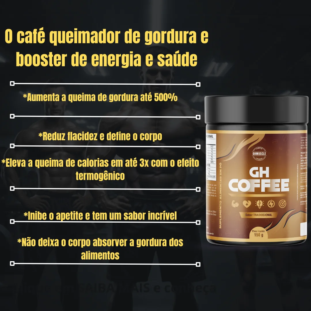 GH COFFE - café termogênico aliado poderoso na sua jornada fitness. aumenta a termogênese do corpo gera calor queimando calorias, aumentando sua disposição e foco durante os treinos - Imagem 4