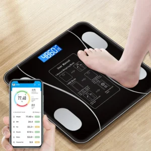 Balança corporal profissional bluetooth aplicativo LED cobertura de vidro até 180kg